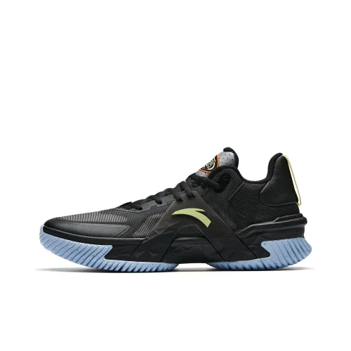 Anta Space 5 Cushioned Slip Resistant Anti Rollover Low Top Basketball Shoes Men's Black Blue