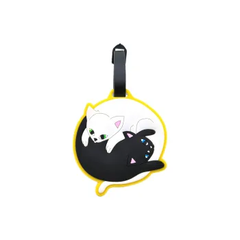 RUYISHI PVC Luggage Tag Unisex Black And White Cats