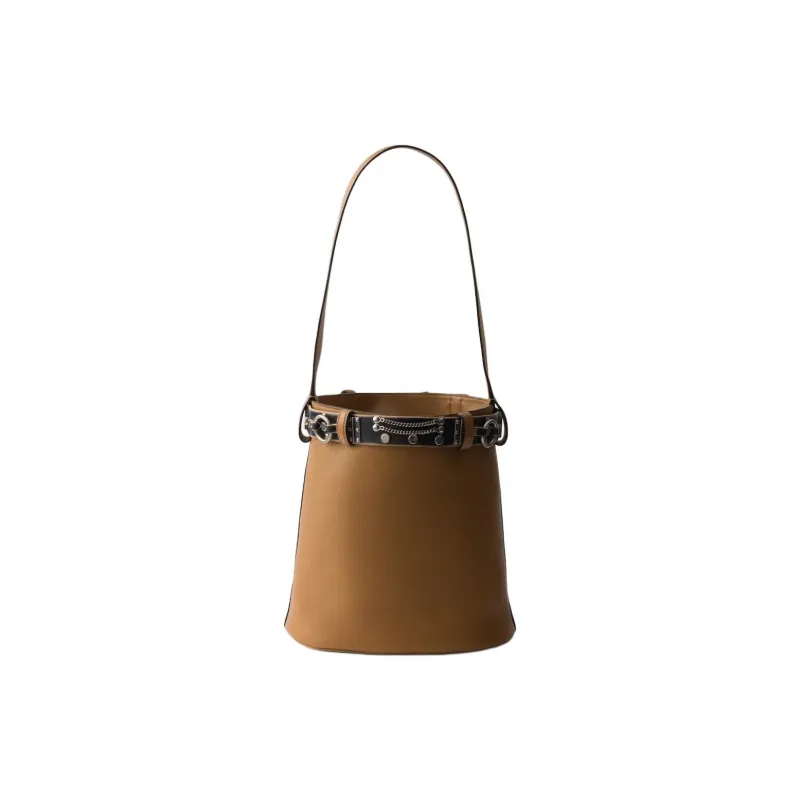 PRADA Cow Leather Bucket Bag, Handbag, Shoulder Bag Regular Women's Camel-2