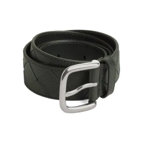 Bottega Veneta Cow Leather Belts Unisex Dark Green Width 3.5CM