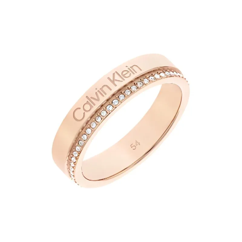 CALVIN KLEIN Crystal, Metal, Gold Plated Rings Women's Pink-0