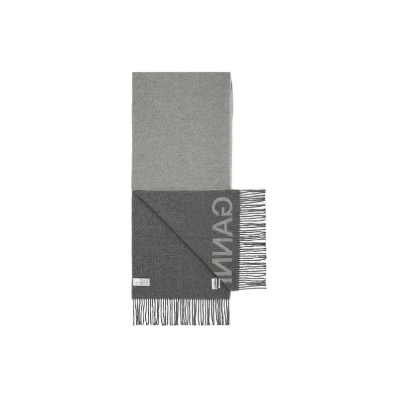 GANNI Recycled Wool Knit Scarves Women's Gray-4