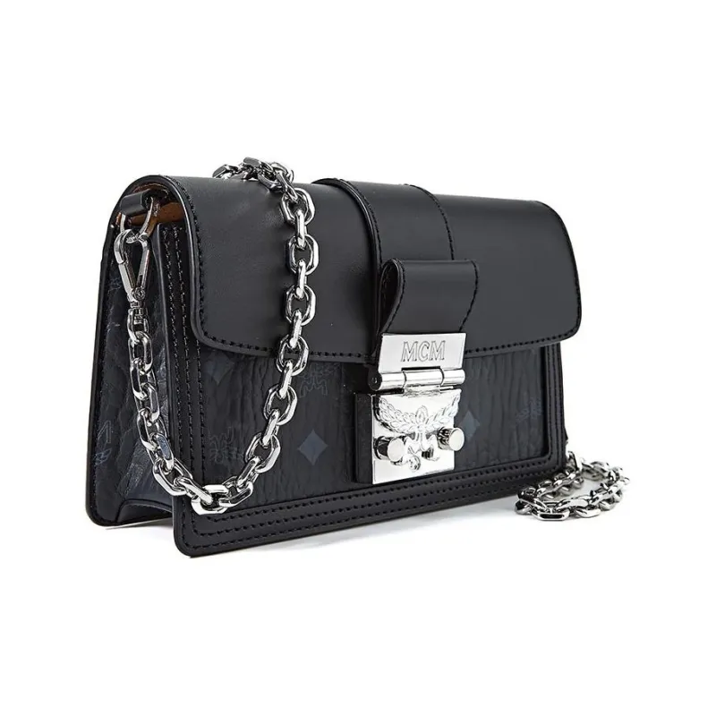 MCM Cow Leather Cylinder Bag Crossbody Bag Mini Women's Black-1