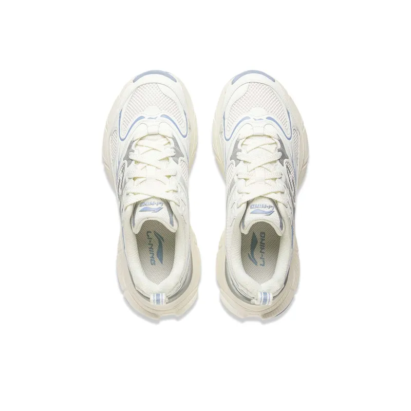 LiNing Star Shock Absorbers Slip Resistant, Abrasion Resistant, Breathable Low Top Chunky Sneakers Women's White Blue-3