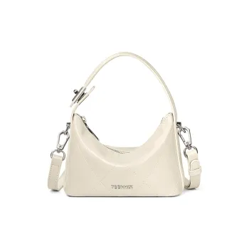 Teenmix Cow Leather With Synthetic Leather Lunch Bag, Shoulder Bag, Handbag Women's Black/Silver/Ecru