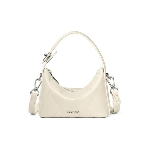 Teenmix Cow Leather With Synthetic Leather Lunch Bag, Shoulder Bag, Handbag Women's Black/Silver/Ecru