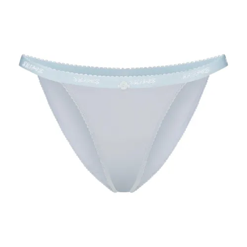 SKIMS SS25 LIGHTWEIGHT COTTON LOGO PICOT STRING BIKINI Underpants Women's 1 Pack ZEN BLUE/Chen Blue
