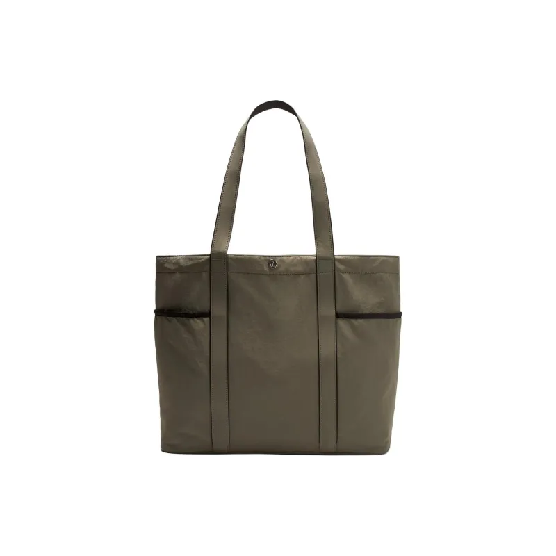 Lululemon Recycled Nylon Tote Bag Shopping Bag Handbag Shoulder Bag Unisex Gray Sage & Black-0