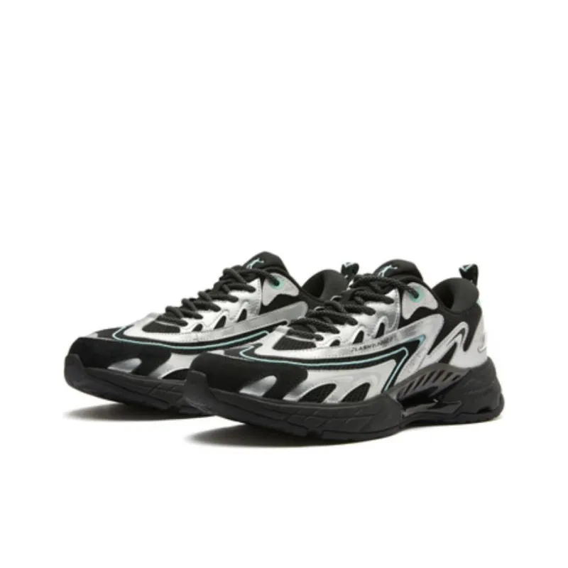 QIAODAN VIA9000 Abrasion Resistant Low Top Casual Shoes Men's Black Silver-1