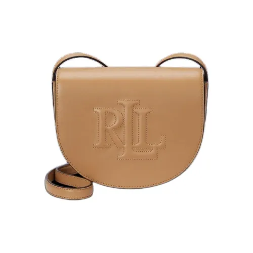 Ralph Lauren Witley Cow Leather Crossbody Bag Shoulder Bag Medium Size Women's Light Brown Yellow