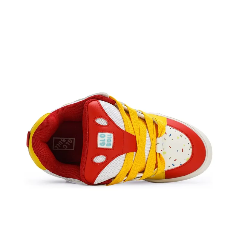 GLO BULL Anti-Slip And Wear-Resistant Breathable Low-Top Skateboard Shoes Unisex White Yellow-3