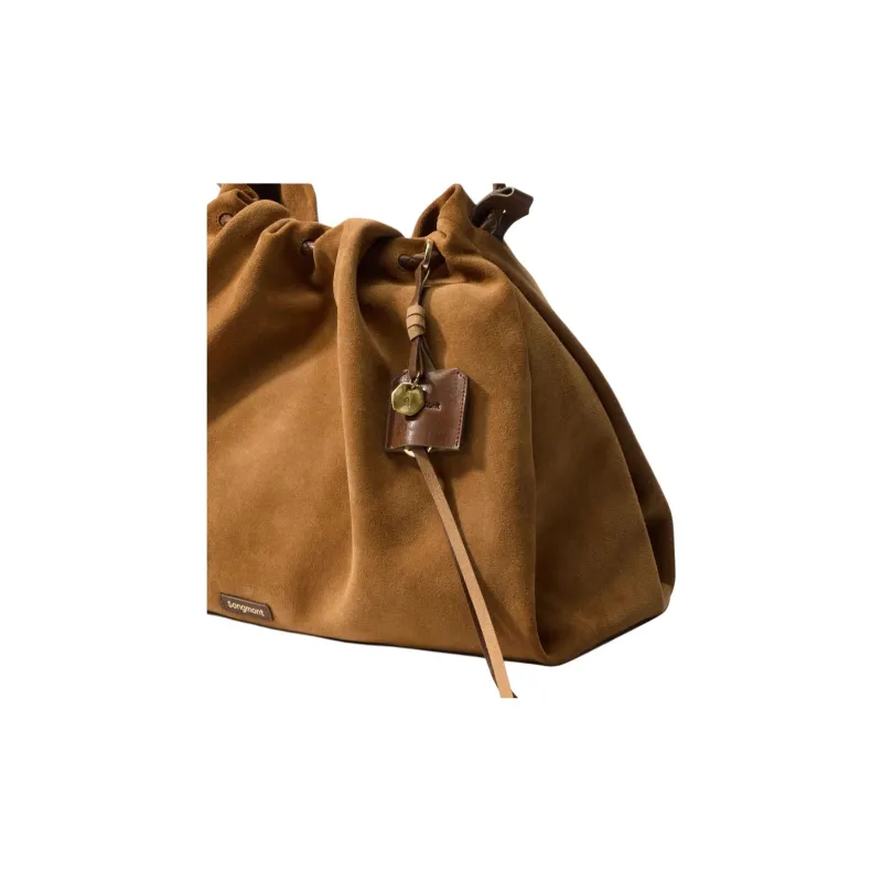 Songmont Split Cow Leather Suede Crossbody Bag, Shoulder Bag Medium Size Unisex Sand Dusk Brown-2