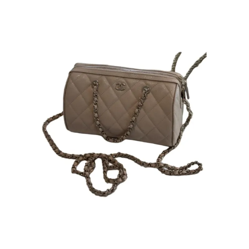 CHANEL Calfskin Shoulder Bag, Crossbody Bag, Handbag Women's Beige-1