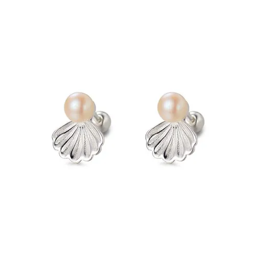 SHARK BABY S999 Fine Silver Stud Earrings Women's