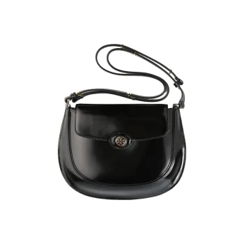 TORY BURCH Robinson Spazzolato Small Flip Bag Black