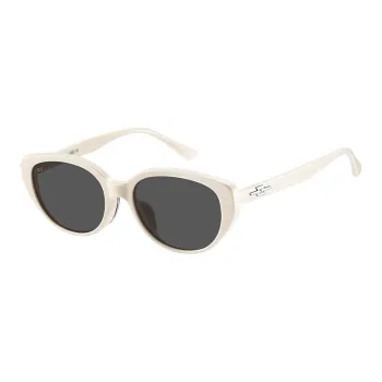 LOHO Plate Frame Cat Eye Sunglasses Unisex Pink White