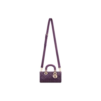 DIOR Lady D JOY Cotton, Silk, And Glass Patchwork One Shoulder Handbags Small Size Women's Purple
