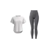 Pure White Short-Sleeved Shirt+Limestone Seamless Pants