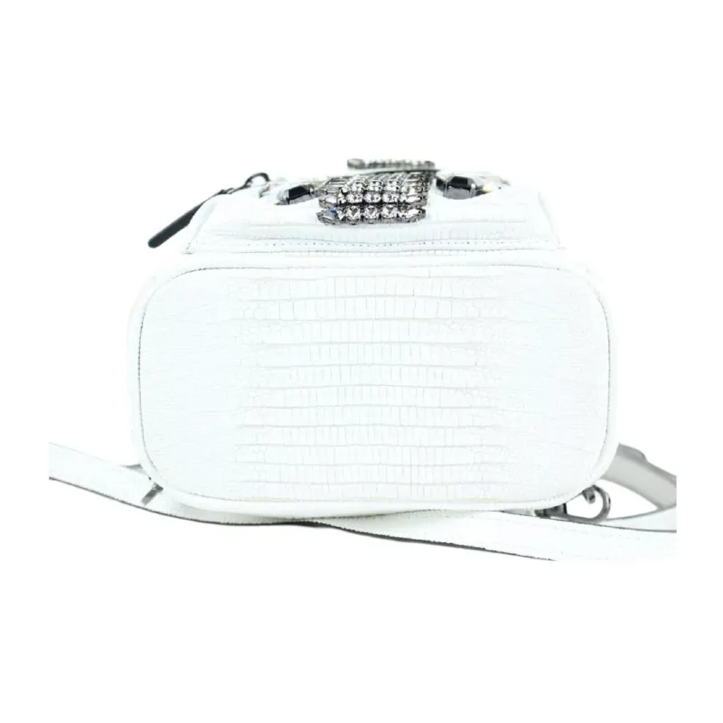 MCM Leather Backpack Mini Women's White-5
