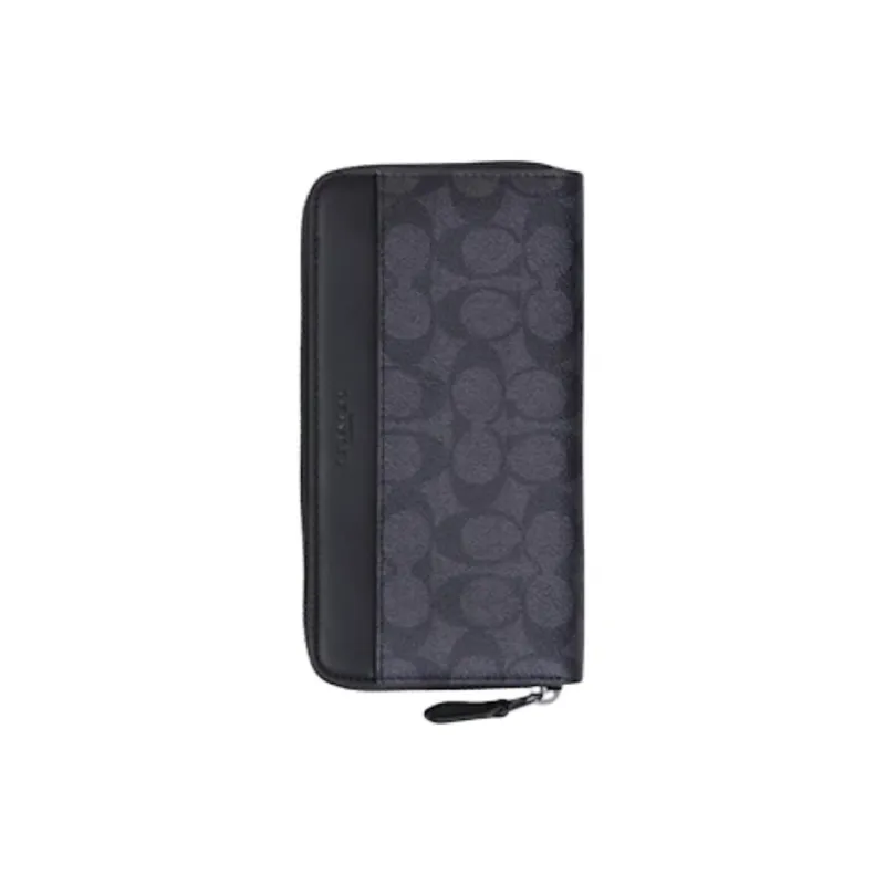 COACH Accordion Wallet Coated Canvas Wallet Trumpets Men's Denim Blue-1