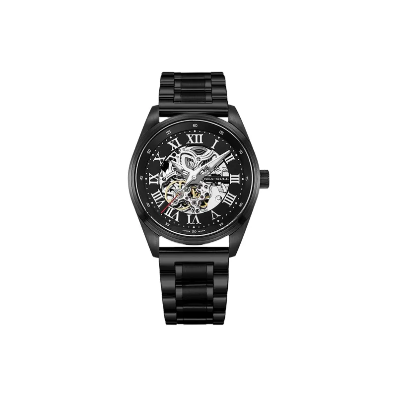 Sea Gull Edge Collection Automatic Mechanical Movement Genuine Leather Strap Watch Men's Watches Cut Out Dial-22