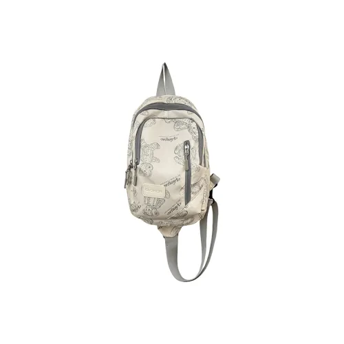 Tonlion Nylon Sling Bag Unisex White/Black