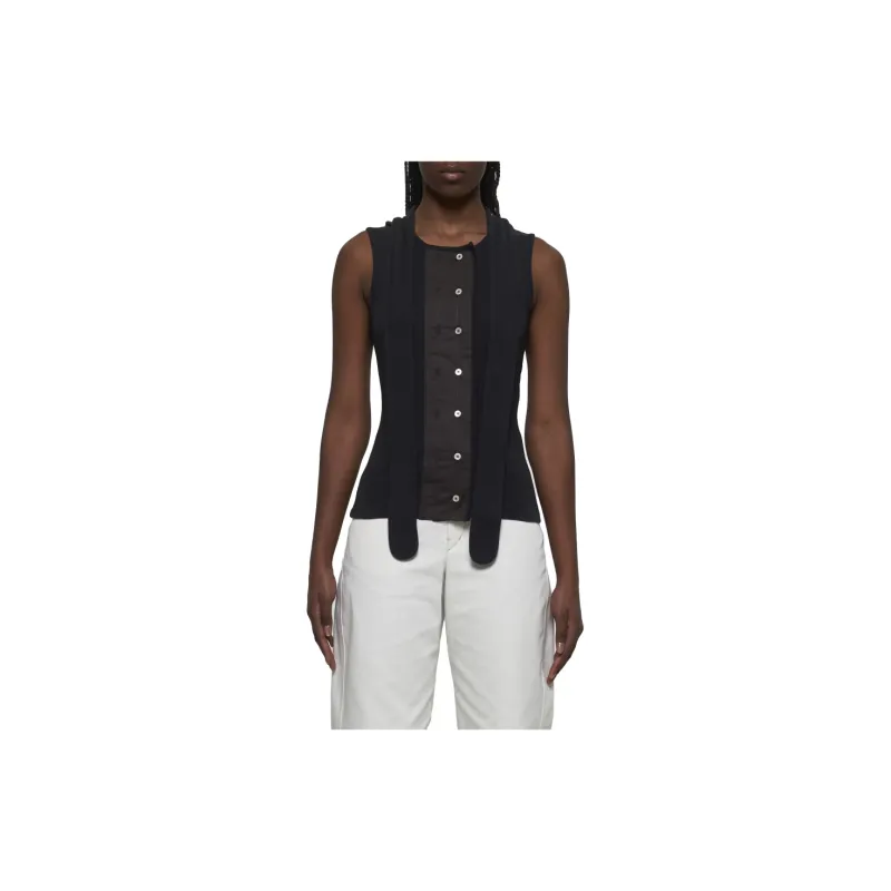 Lemaire Asymmetrical Fitted Top 'Jet Black'-1