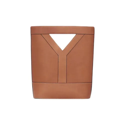 SAINT LAURENT Calfskin Bucket Bag, Shoulder Bag, Crossbody Bag, Handbag Small Size Women's Brown