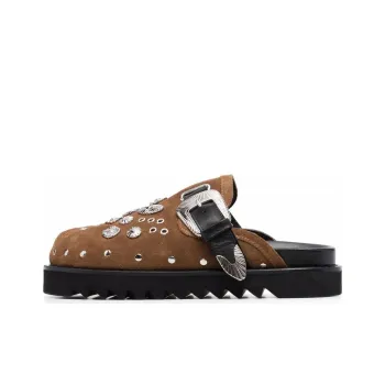 TOGA VIRILIS Rubber Sole Slip Resistant Closed Toe Slippers Men's Brown