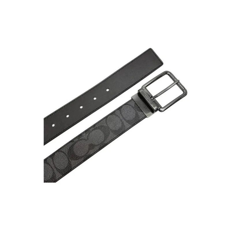 COACH Calfskin Leather Belts Men's Black Width  3.8cm-2