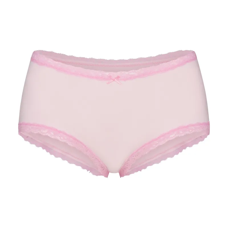 SKIMS SS25 LIGHTWEIGHT COTTON LACE BOY SHORT Underpants Women's 1 Pack CHERRY BLOSSOM/Cherry Blossom Color-0