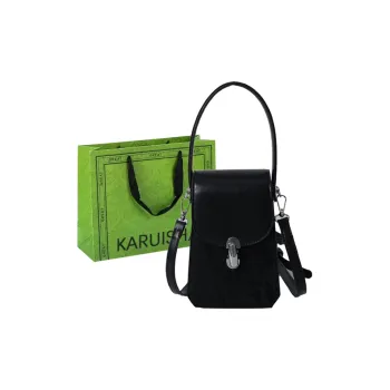 KARUISHA PU Cell Phone Pouch Women's Black/Ecru/Silver/Red