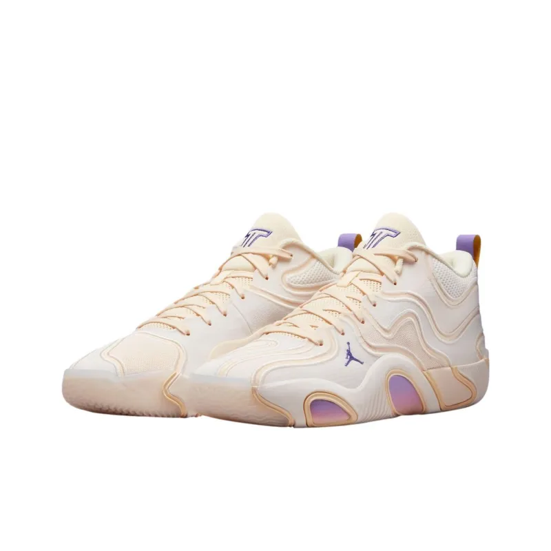 Jordan Tatum 3 Anti Slip Wear Resistant Mid Top Basketball Shoes Unisex Ecru-1