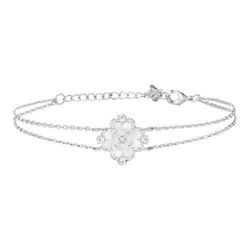 CHARLOTTE RAFFAELLI· Zircon Heart Mother Of Pearl Copper Bracelets Women's White Gold