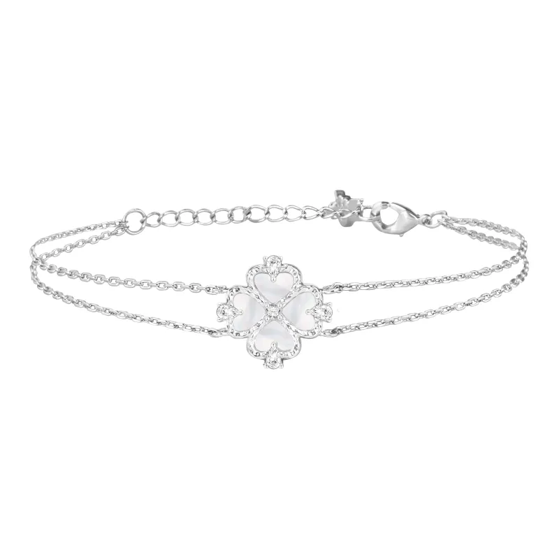 CHARLOTTE RAFFAELLI· Zircon Heart Mother Of Pearl Copper Bracelets Women's White Gold-0