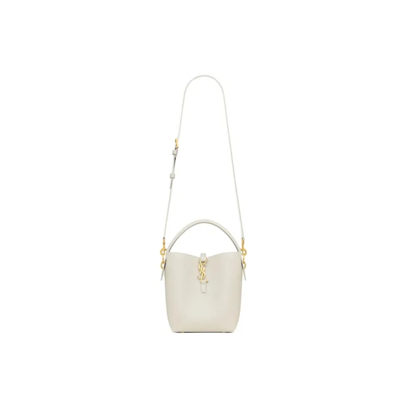 SAINT LAURENT Cow Leather One Shoulder Handbag Trumpets Women's White-1