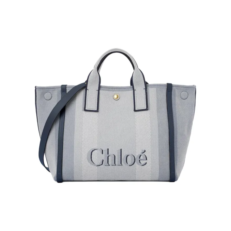 Chloe Cotton Tote Bag, Shopping Bag, Shoulder Bag, Handbag Regular Women's Blue-1