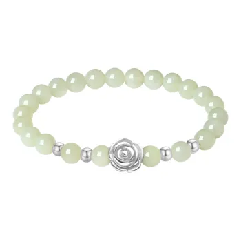 ALLOVE Hetian Jade Beads Jewelry Pale Greenish White Jade Women's