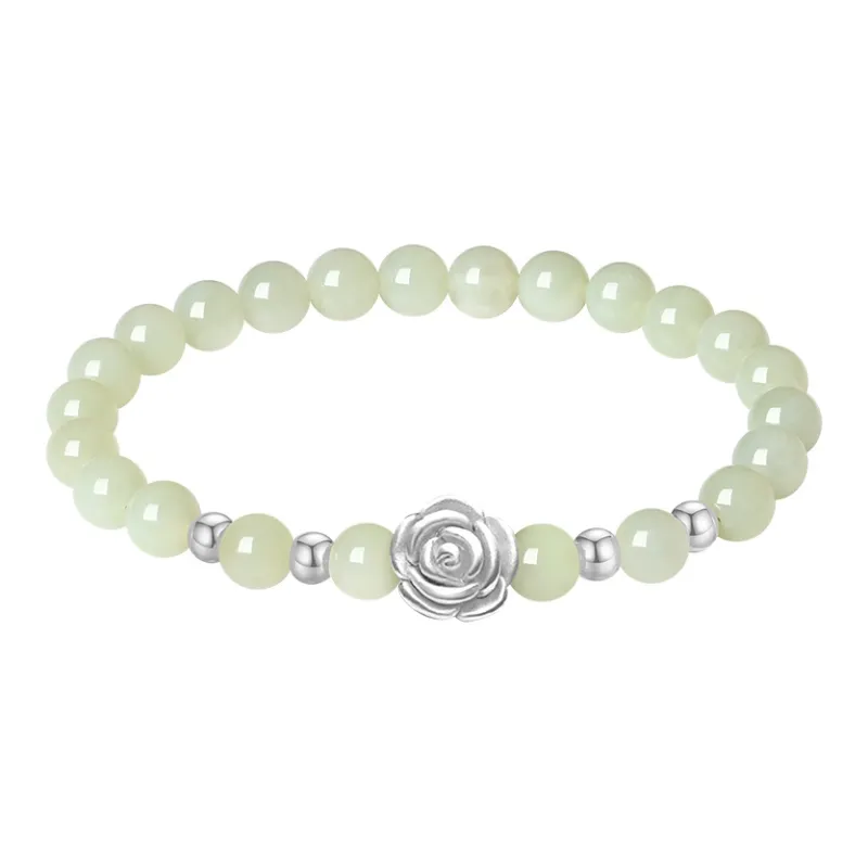 ALLOVE Hetian Jade Beads Jewelry Pale Greenish White Jade Women's-0