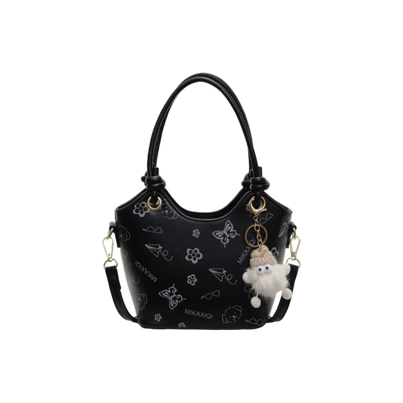 Yalu PU Bucket Bag Handbag Women's Ecru/Black/Khaki/Pink-4