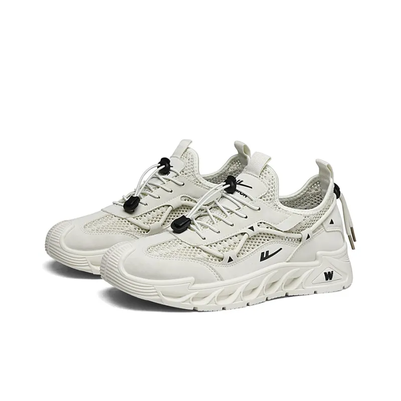 WARRIOR Running Shoes Men Low Top Beige/Gray/Dark Gray-4