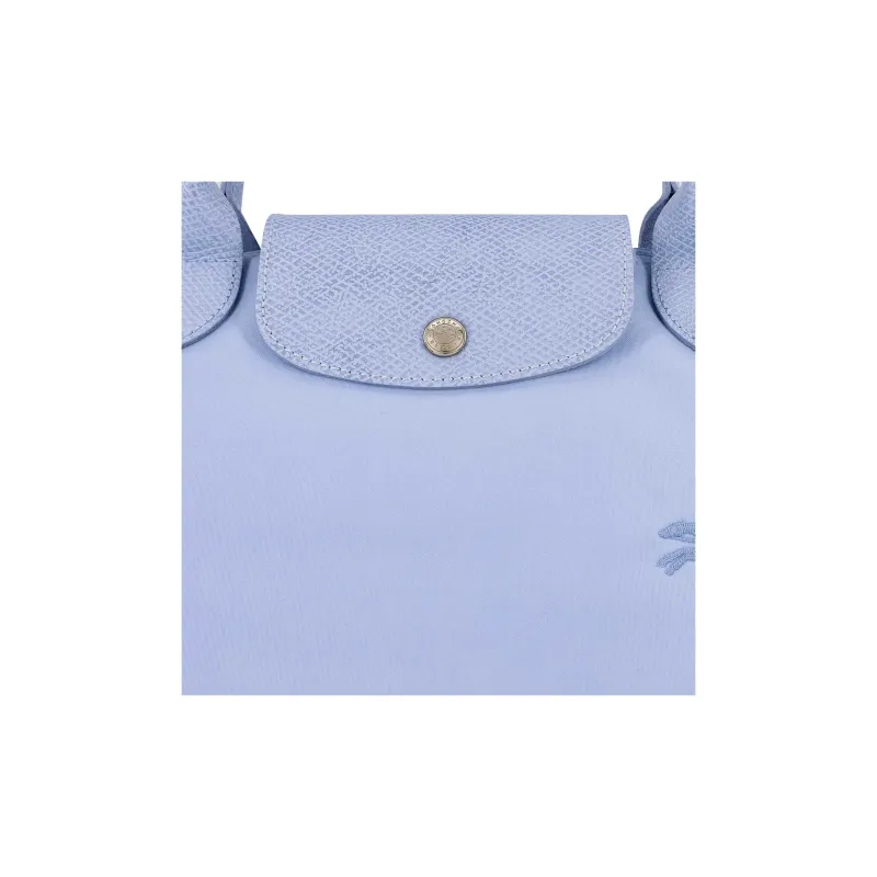 LONGCHAMP Le Pliage Green Canvas With Leather Canvas Bag, Dumpling Bag, Handbag Medium Size Women's Sky Blue-4