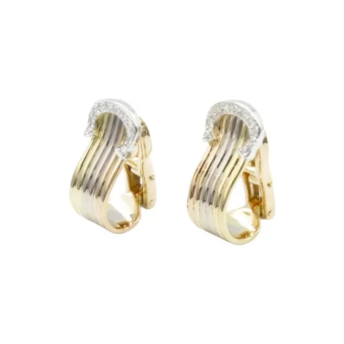 Cartier 2010s 18K Yellow Gold 2C Diamond Clip on Earrings