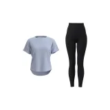 Misty Blue Short-Sleeved Shirt+Starry Black Seamless Pants
