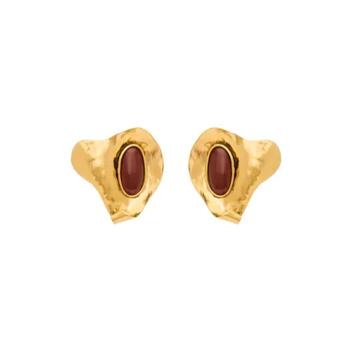 SAINT LAURENT Resin Metal Earrings Women's Gold