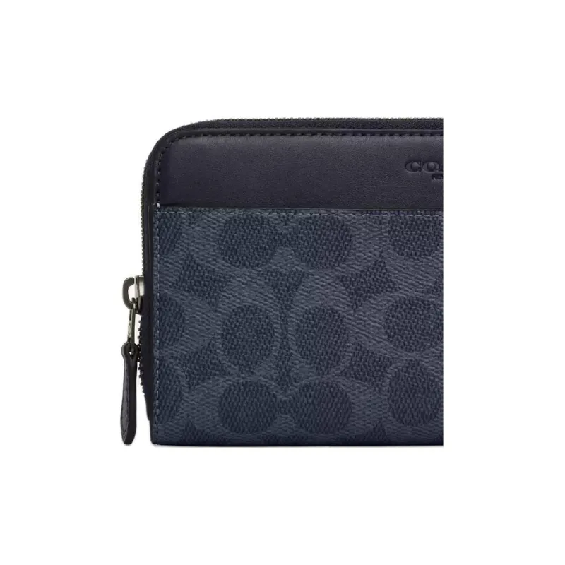 COACH Accordion Wallet Coated Canvas Wallet Trumpets Men's Denim Blue-4