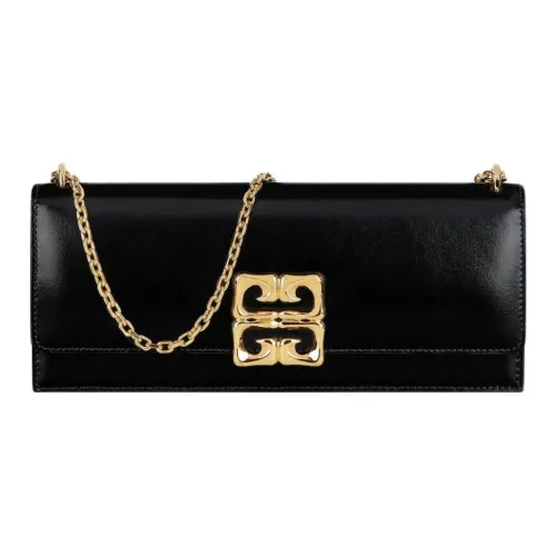 Givenchy 4G Liquid Calfskin Clutch Bag Over The Shoulder Women's Black