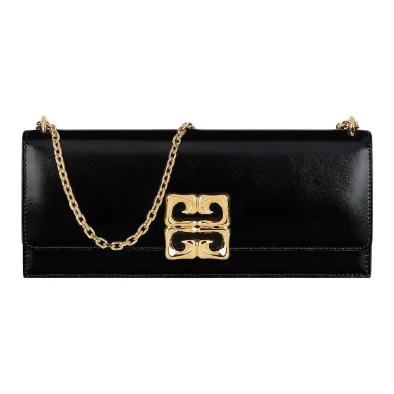 Givenchy 4G Liquid Calfskin One Shoulder Clutch Women's Black-0