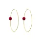 Red Faux Fur Ball Large Hoop Earrings 5CM