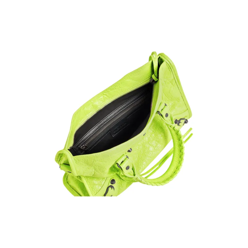 Balenciaga Le City Lambskin One Shoulder Handbags Small Size Women's Creamy Green-5